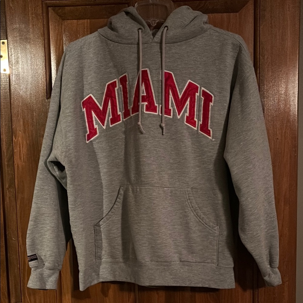 Jansport Gray and Red Miami Hoodie Sweatshirt